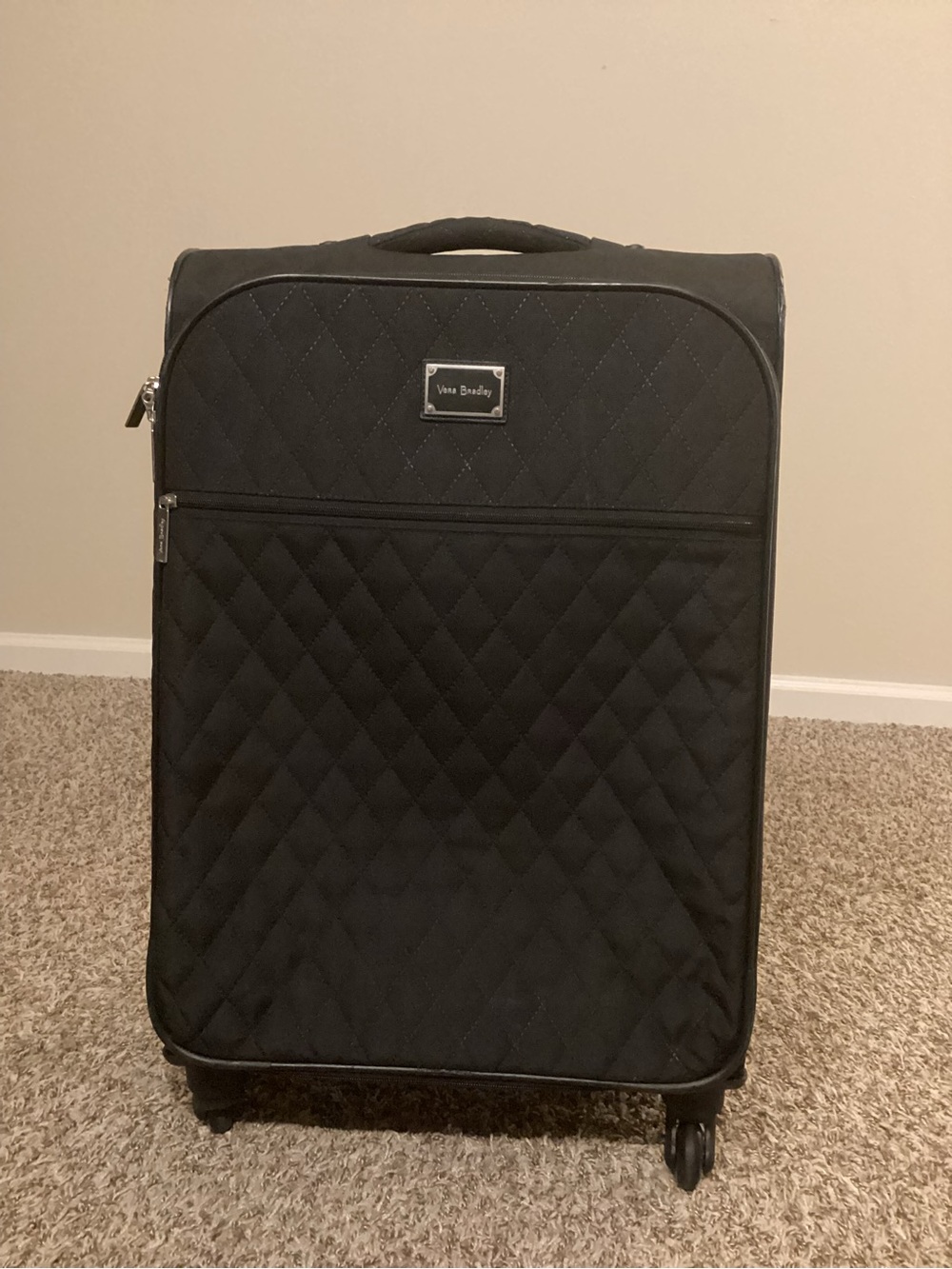 Vera Bradley Large Black Quilted Spinner Suitcase Checked Luggage